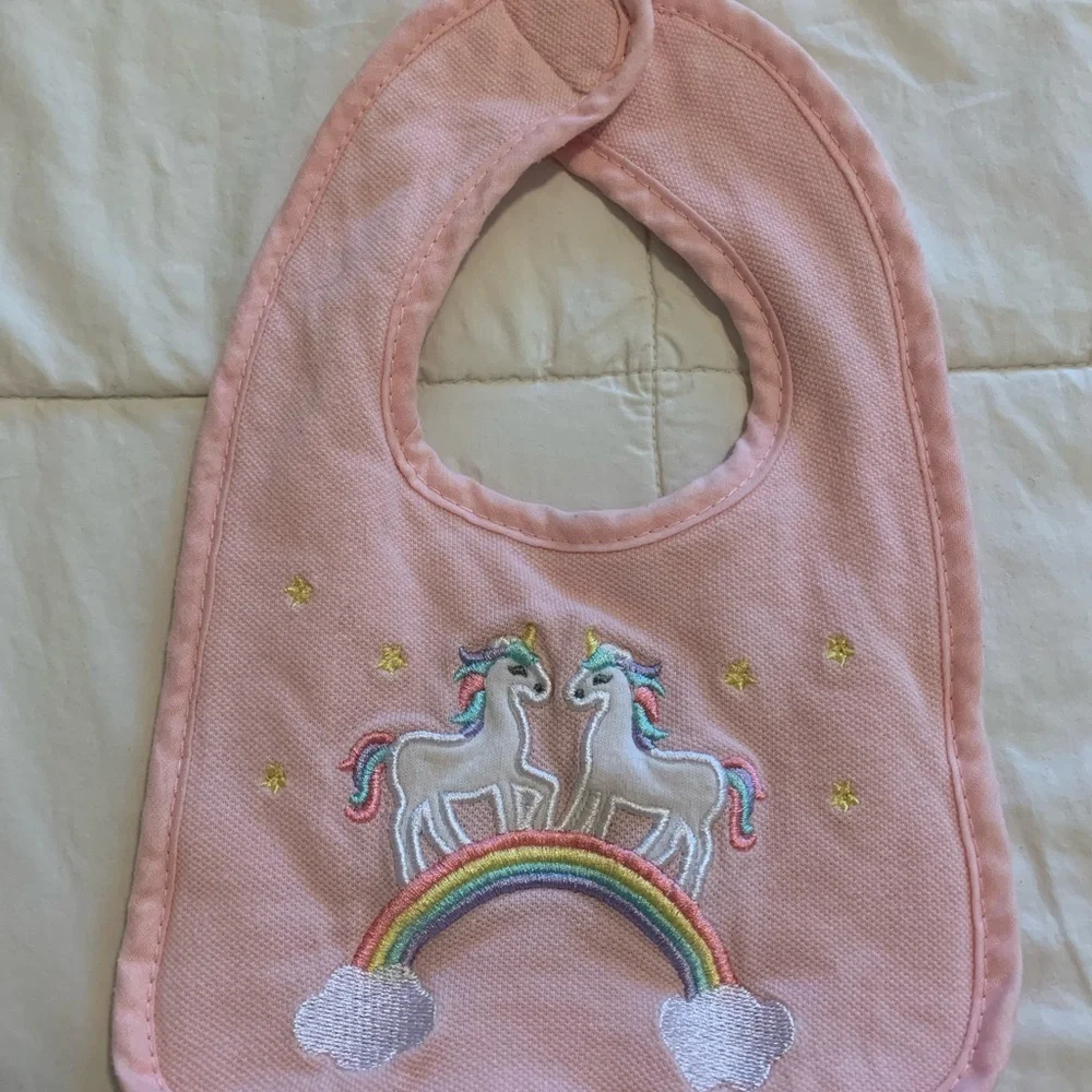 Free with purchase! Pink Unicorn & Rainbow Bib